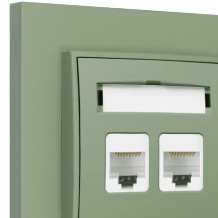 Gniazdo internetowe rj45 2x z ramką prostą seria MINI kolor szałwiowy