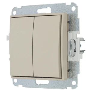 Karlik Seria Mini Mechanizm łącznika zwiernego, świecznikowego (dwa klawisze bez piktogramów, wspólne zasilanie) kolor taupe symbol 60MWP-44.1