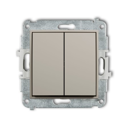 Karlik Seria Mini Mechanizm łącznika podwójnego schodowego (dwa klawisze bez piktogramów) kolor taupe symbol 60MWP-33.1