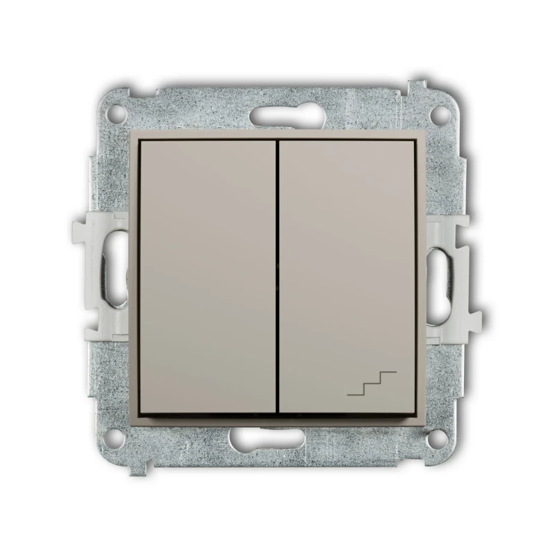 Karlik Seria Mini Mechanizm łącznika jednobiegunowego ze schodowym (wspólne zasilanie) kolor taupe symbol 60MWP-10.1