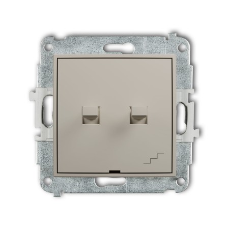 Karlik Seria Mini Mechanizm łącznika jednobiegunowego ze schodowym w stylu amerykańskim (wspólne zasilanie) kolor taupe symbol 60MWPUS-10.1