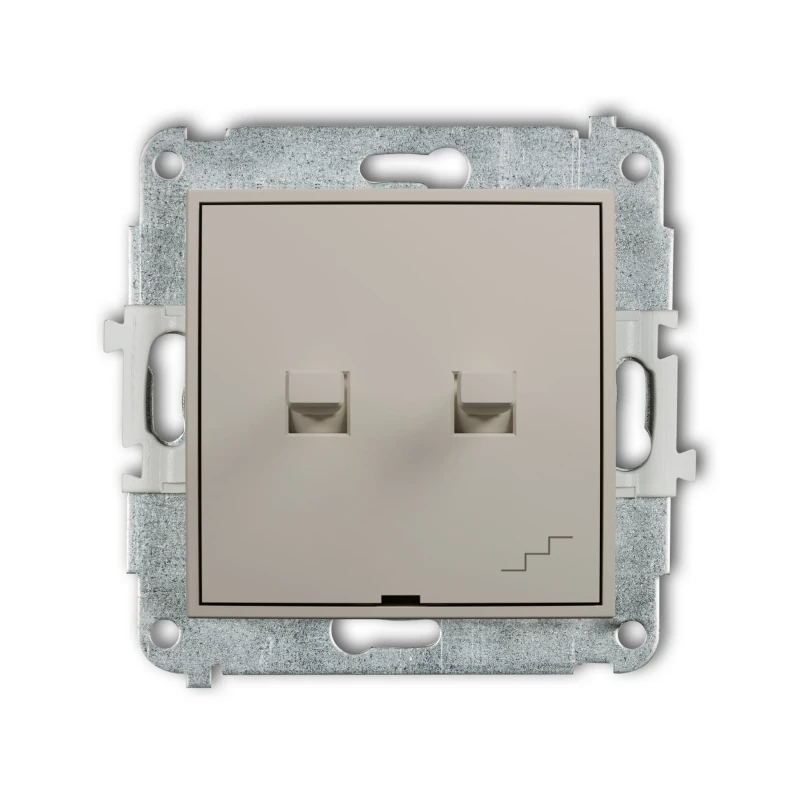 Karlik Seria Mini Mechanizm łącznika jednobiegunowego ze schodowym w stylu amerykańskim (wspólne zasilanie) kolor taupe symbol 60MWPUS-10.1