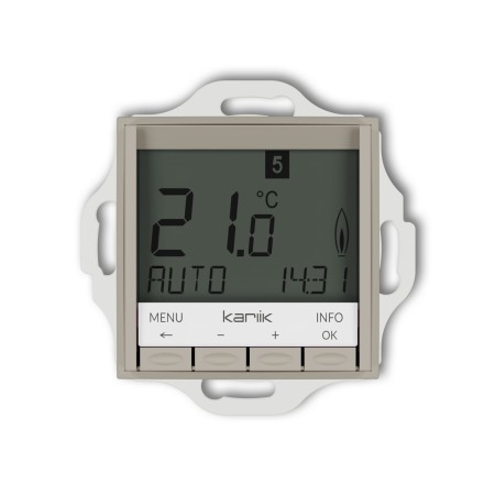 Karlik Seria Mini Mechanizm uniwersalnego elektronicznego tygodniowego regulatora temperatury (podświetlenie białe) kolor taupe symbol 60MRT-3.1