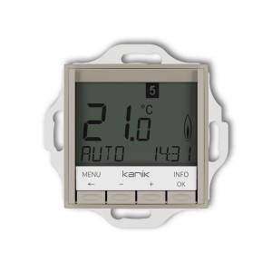 Karlik Seria Mini Mechanizm uniwersalnego elektronicznego tygodniowego regulatora temperatury (podświetlenie niebieskie)  kolor taupe symbol 60MRT-3.2