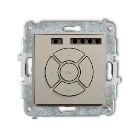 Karlik Seria Mini Mechanizm elektronicznego sterownika roletowego (sterowanie lokalne i pilotem, sterowanie strefą) kolor taupe symbol 60MSR-3