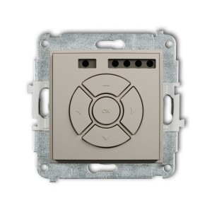 Karlik Seria Mini Mechanizm elektronicznego sterownika roletowego (sterowanie lokalne i pilotem, sterowanie strefą i podstrefą) kolor taupe symbol 60MSR-4