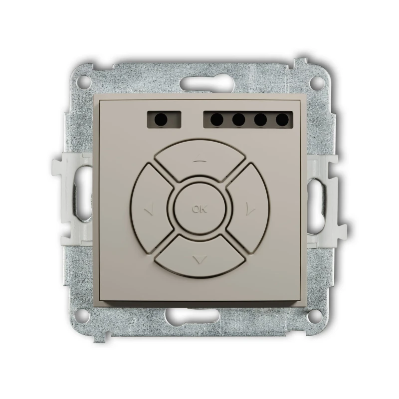 Karlik Seria Mini Mechanizm elektronicznego sterownika roletowego (sterowanie lokalne i pilotem, sterowanie strefą i podstrefą) kolor taupe symbol 60MSR-4