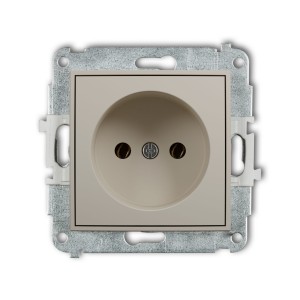 Karlik Seria Mini Mechanizm gniazda pojedynczego bez uziemienia 2P (bez przesłon torów prądowych) kolor taupe symbol 60MGP-1