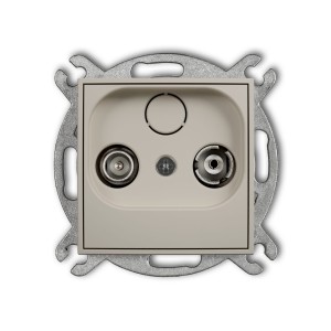 Karlik Seria Mini Mechanizm gniazda abonenckiego RTV przelotowego 12dB kolor taupe symbol 60MG12P
