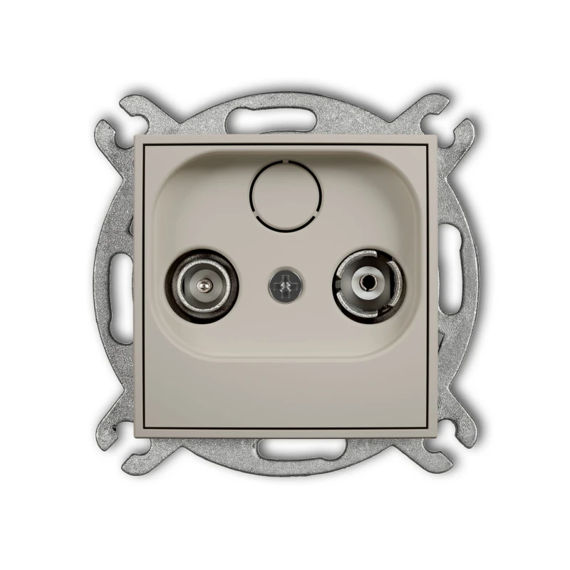 Karlik Seria Mini Mechanizm gniazda abonenckiego RTV przelotowego 12dB kolor taupe symbol 60MG12P