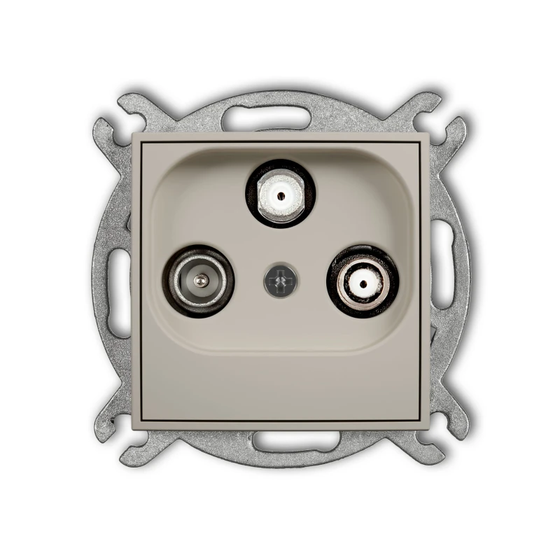 Karlik Seria Mini Mechanizm gniazda abonenckiego 2 wyjścia SAT + TV kolor taupe symbol 60MGSN
