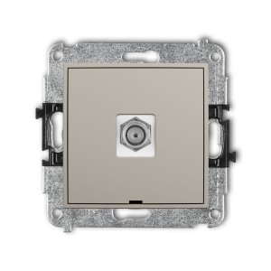 Karlik Seria Mini Mechanizm gniazda antenowego pojedynczego typu F (SAT) niklowany, bez pola opisowego kolor taupe symbol 60MGFBO-1
