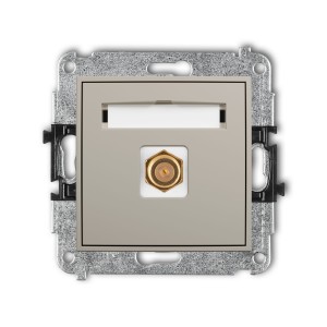 Karlik Seria Mini Mechanizm gniazda antenowego pojedynczego typu F (SAT) pozłacany kolor taupe symbol 60MGF-1.1