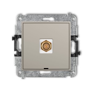 Karlik Seria Mini Mechanizm gniazda antenowego pojedynczego typu F (SAT) pozłacany, bez pola opisowego kolor taupe symbol 60MGFBO-1.1