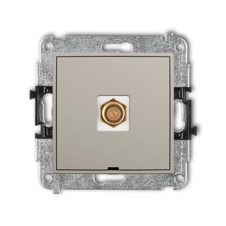Karlik Seria Mini Mechanizm gniazda antenowego pojedynczego typu F (SAT) pozłacany, bez pola opisowego kolor taupe symbol 60MGFBO-1.1