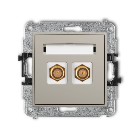 Karlik Seria Mini Mechanizm gniazda antenowego podwójnego typu F (SAT) pozłacany kolor taupe symbol 60MGF-2.1