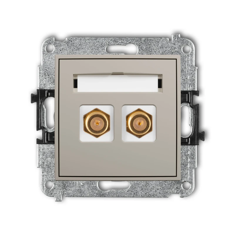 Karlik Seria Mini Mechanizm gniazda antenowego podwójnego typu F (SAT) pozłacany kolor taupe symbol 60MGF-2.1