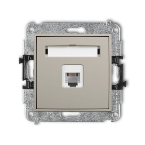 Karlik Seria Mini Mechanizm gniazda telefonicznego pojedynczego 1xRJ11, 4-stykowy, beznarzędziowe kolor taupe symbol 60MGT-1