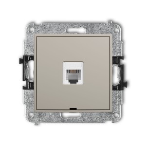Karlik Seria Mini Mechanizm gniazda telefonicznego pojedynczego 1xRJ11, 4-stykowy, beznarzędziowe, bez pola opisowego kolor taupe symbol 60MGTBO-1