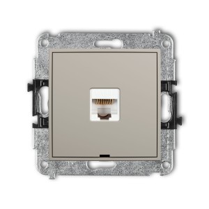 Karlik Seria Mini Mechanizm gniazda komputerowego pojedynczego 1xRJ45, kat. 5e, 8-stykowy, bez pola opisowego kolor taupe symbol 60MGKBO-1