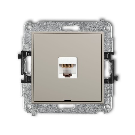 Karlik Seria Mini Mechanizm gniazda komputerowego pojedynczego 1xRJ45, kat. 5e, 8-stykowy, bez pola opisowego kolor taupe symbol 60MGKBO-1