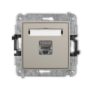Karlik Seria Mini Mechanizm gniazda komputerowego pojedynczego 1xRJ45, kat. 5e, ekranowany, 8-stykowy kolor taupe symbol 60MGK-1e