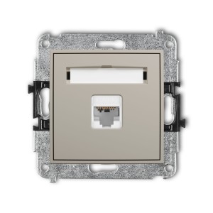 Karlik Seria Mini Mechanizm gniazda komputerowego pojedynczego 1xRJ45, kat. 6, 8-stykowy kolor taupe symbol 60MGK-3