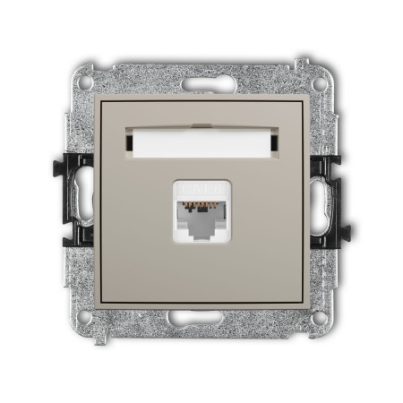 Karlik Seria Mini Mechanizm gniazda komputerowego pojedynczego 1xRJ45, kat. 6, 8-stykowy kolor taupe symbol 60MGK-3