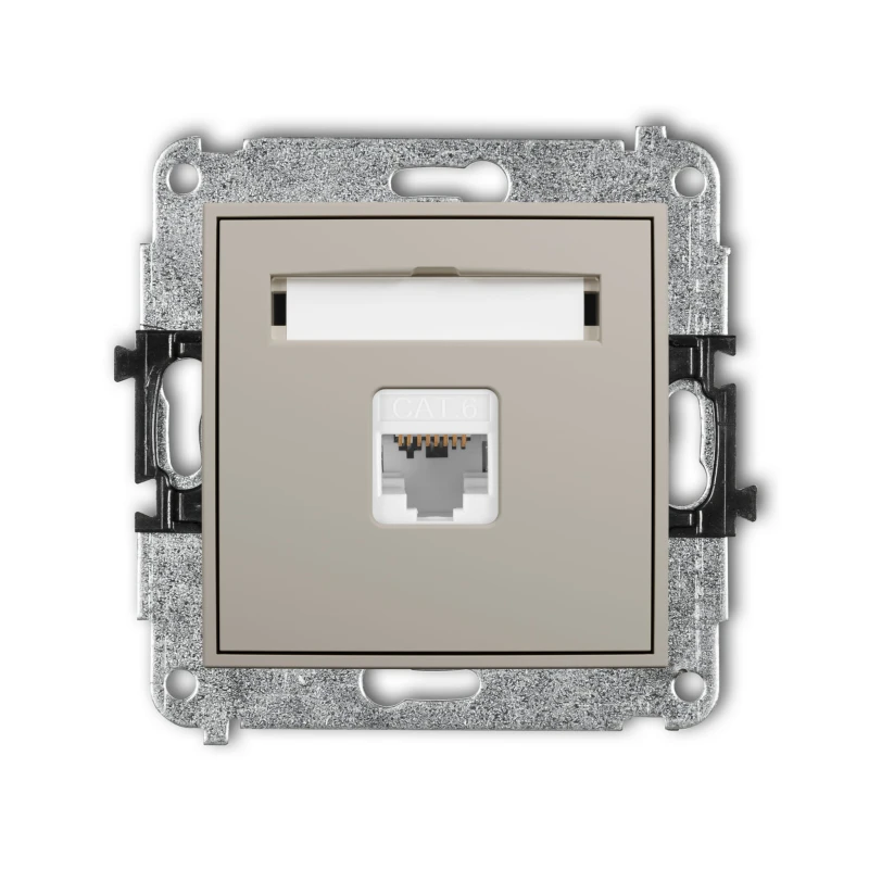 Karlik Seria Mini Mechanizm gniazda komputerowego pojedynczego 1xRJ45, kat. 6, 8-stykowy kolor taupe symbol 60MGK-3
