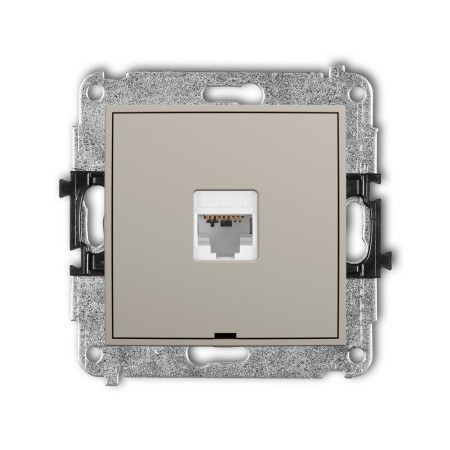 Karlik Seria Mini Mechanizm gniazda komputerowego pojedynczego 1xRJ45, kat. 6, 8-stykowy, bez pola opisowego kolor taupe symbol 60MGKBO-3