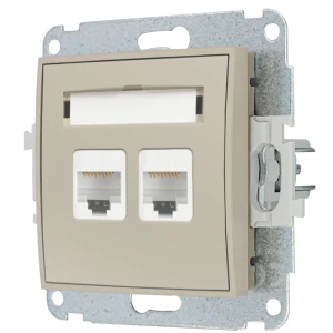 Karlik Seria Mini Mechanizm gniazda komputerowego podwójnego 2xRJ45, kat. 5e, 8-stykowy kolor taupe symbol 60MGK-2