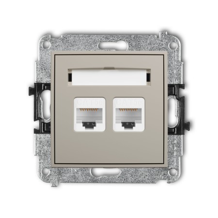 Karlik Seria Mini Mechanizm gniazda komputerowego podwójnego 2xRJ45, kat. 5e, 8-stykowy kolor taupe symbol 60MGK-2