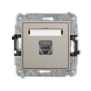 Karlik Seria Mini Mechanizm gniazda komputerowego pojedynczego 1xRJ45, kat. 6, ekranowany,  8-stykowy kolor taupe symbol 60MGK-5