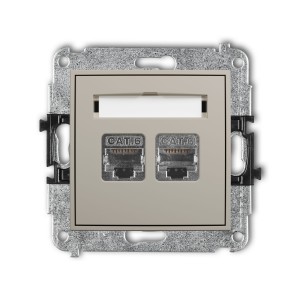 Karlik Seria Mini Mechanizm gniazda komputerowego podwójnego 2xRJ45, kat. 6, ekranowany, 8-stykowy kolor taupe symbol 60MGK-6