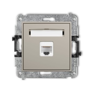 Karlik Seria Mini Mechanizm gniazda komputerowego pojedynczego 1xRJ45, kat. 6A, 8-stykowy kolor taupe symbol 60MGK-7