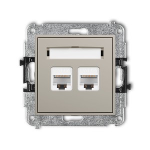Karlik Seria Mini Mechanizm gniazda komputerowego podwójnego 2xRJ45, kat. 6A, 8-stykowy kolor taupe symbol 60MGK-8