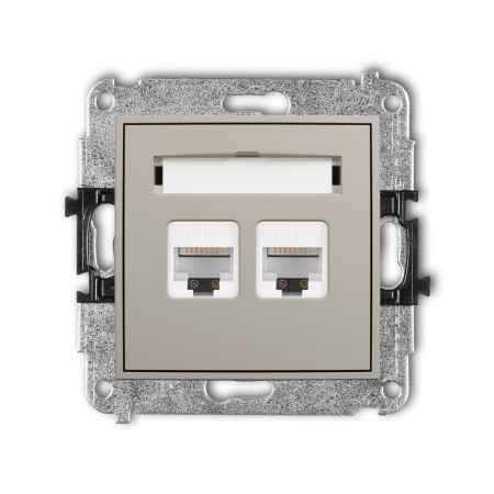 Karlik Seria Mini Mechanizm gniazda komputerowego podwójnego 2xRJ45, kat. 6A, 8-stykowy kolor taupe symbol 60MGK-8