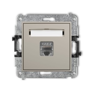 Karlik Seria Mini Mechanizm gniazda komputerowego pojedynczego 1xRJ45, kat. 7, ekranowany, 8-stykowy kolor taupe symbol 60MGK-9