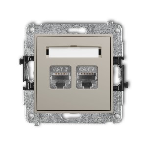Karlik Seria Mini Mechanizm gniazda komputerowego podwójnego 2xRJ45, kat. 7, ekranowany, 8-stykowy kolor taupe symbol 60MGK-10