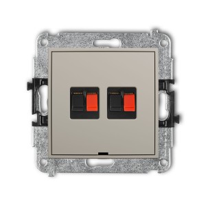 Karlik Seria Mini Mechanizm gniazda głośnikowego podwójnego, bez pola opisowego kolor taupe symbol 60MGGBO-2