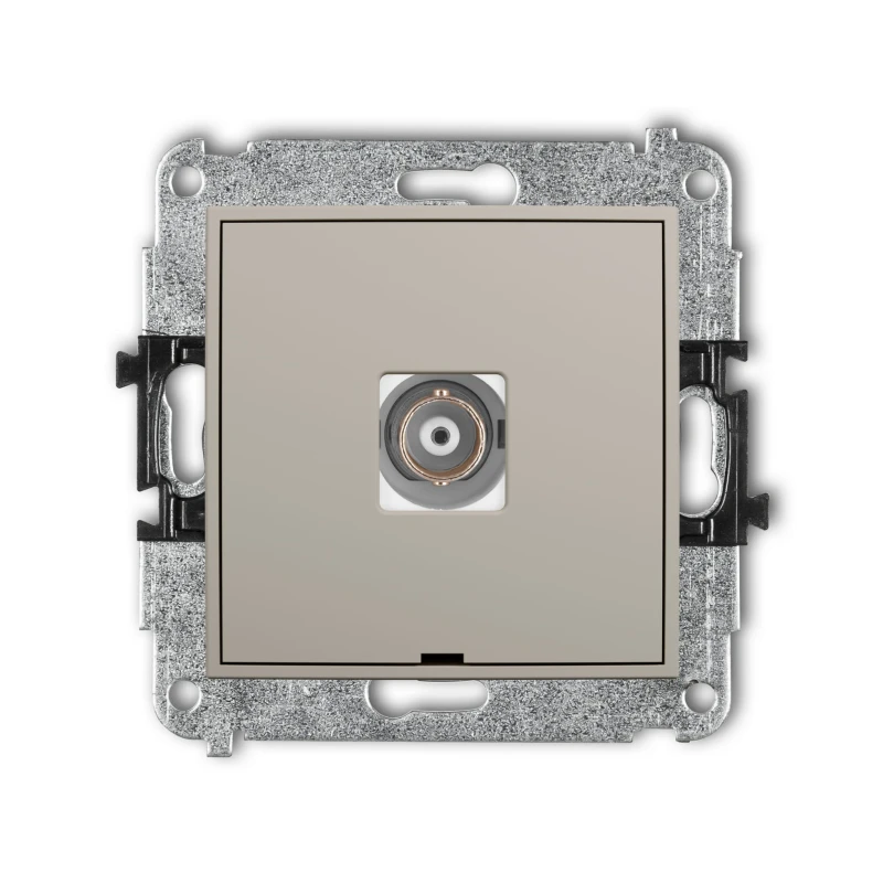Karlik Seria Mini Mechanizm gniazda pojedynczego BNC, bez pola opisowego kolor taupe symbol 60MGBNCBO-1
