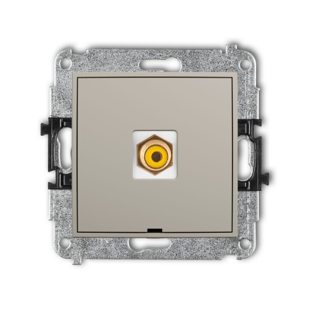 Karlik Seria Mini Mechanizm gniazda pojedynczego RCA, bez pola opisowego (typu cinch - żółty, pozłacany) kolor taupe symbol 60MGRCABO-1