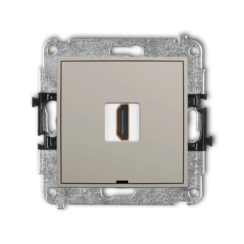 Karlik Seria Mini Mechanizm gniazda pojedynczego HDMI 2.1, 8K, bez pola opisowego kolor taupe symbol 60MHDMIBO-5