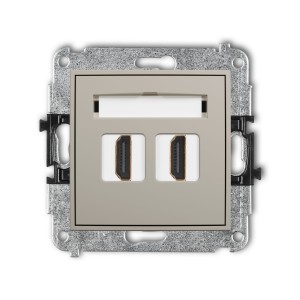 Karlik Seria Mini Mechanizm gniazda podwójnego HDMI 2.1, 8K kolor taupe symbol 60MHDMI-6