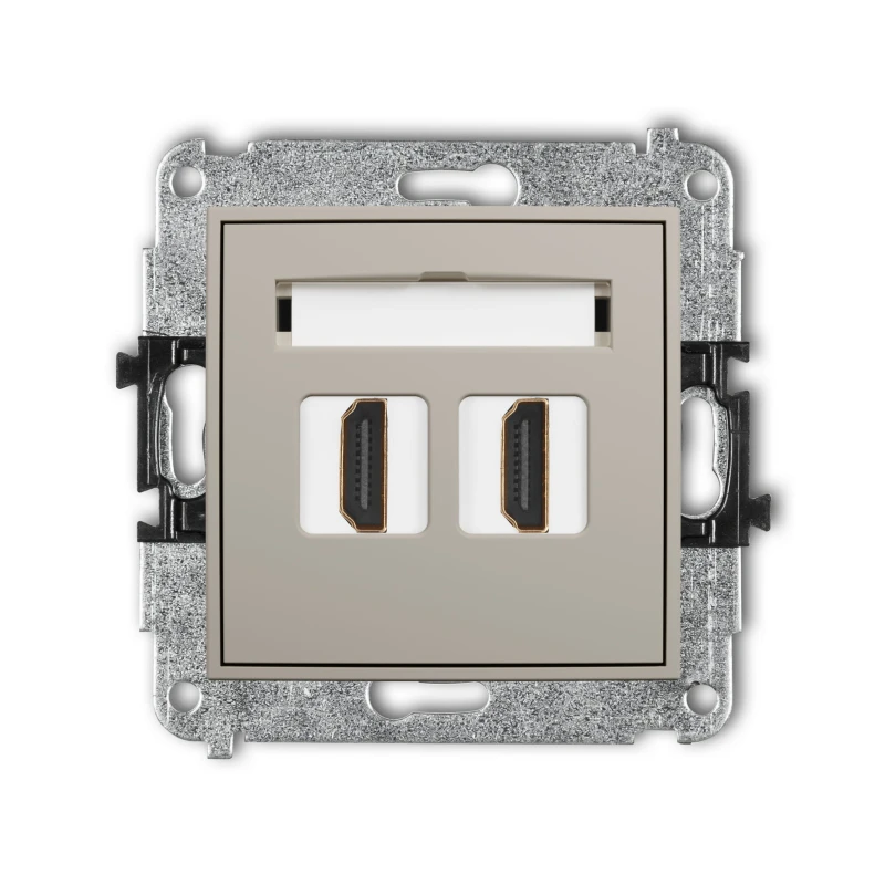 Karlik Seria Mini Mechanizm gniazda podwójnego HDMI 2.1, 8K kolor taupe symbol 60MHDMI-6