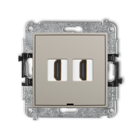 Karlik Seria Mini Mechanizm gniazda podwójnego HDMI 2.1, 8K, bez pola opisowego kolor taupe symbol 60MHDMIBO-6