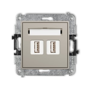 Karlik Seria Mini Mechanizm gniazda podwójnego 2xUSB A-A 2.0 kolor taupe symbol 60MGUSB-2