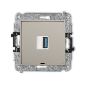 Karlik Seria Mini Mechamizm gniazda pojedynczego USB A-A 3.0, bez pola opisowego kolor taupe symbol 60MGUSBBO-5