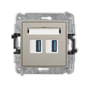 Karlik Seria Mini Mechanizm gniazda podwójnego 2xUSB A-A 3.0 kolor taupe symbol 60MGUSB-6