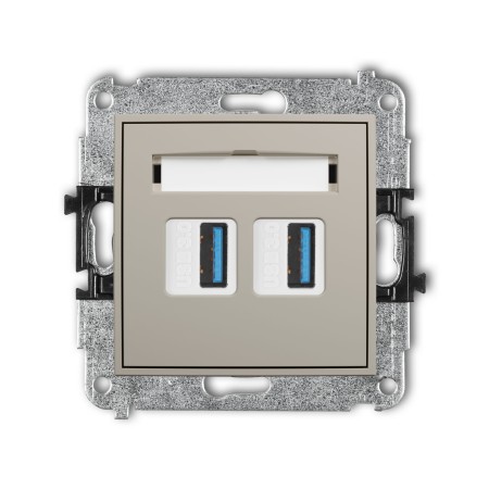 Karlik Seria Mini Mechanizm gniazda podwójnego 2xUSB A-A 3.0 kolor taupe symbol 60MGUSB-6